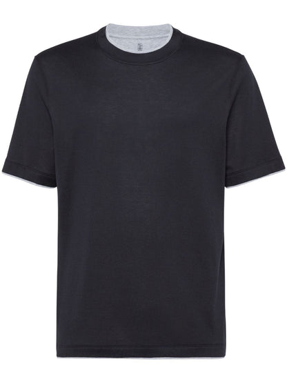 Faux layering cotton t-shirt