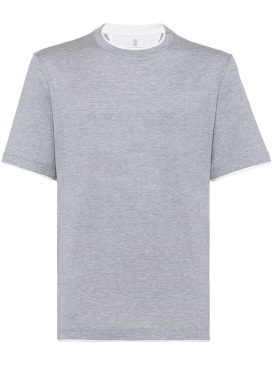 Faux layering cotton t-shirt