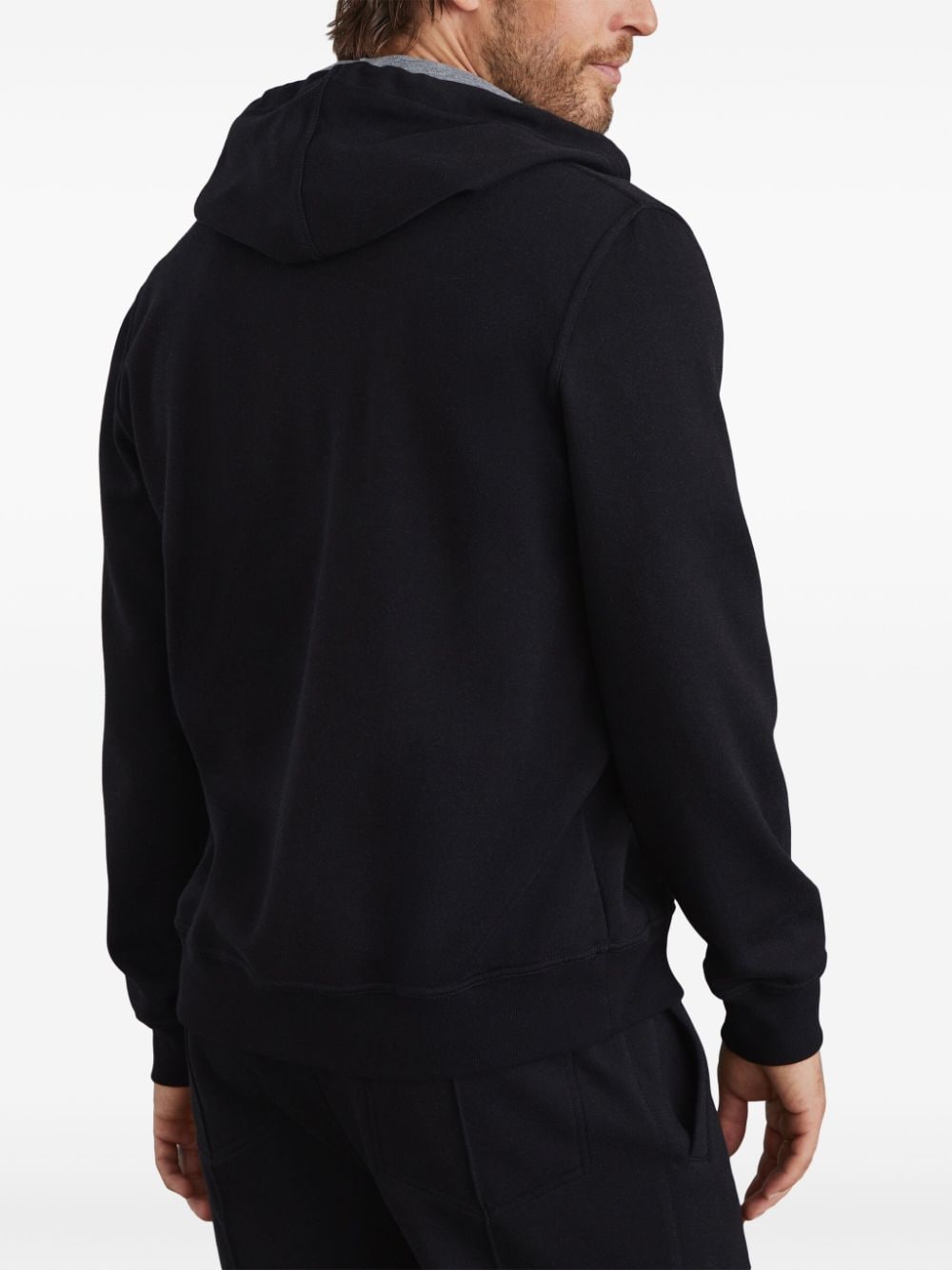 Double cotton zipped hoodie