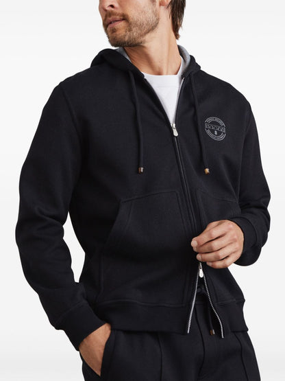 Double cotton zipped hoodie