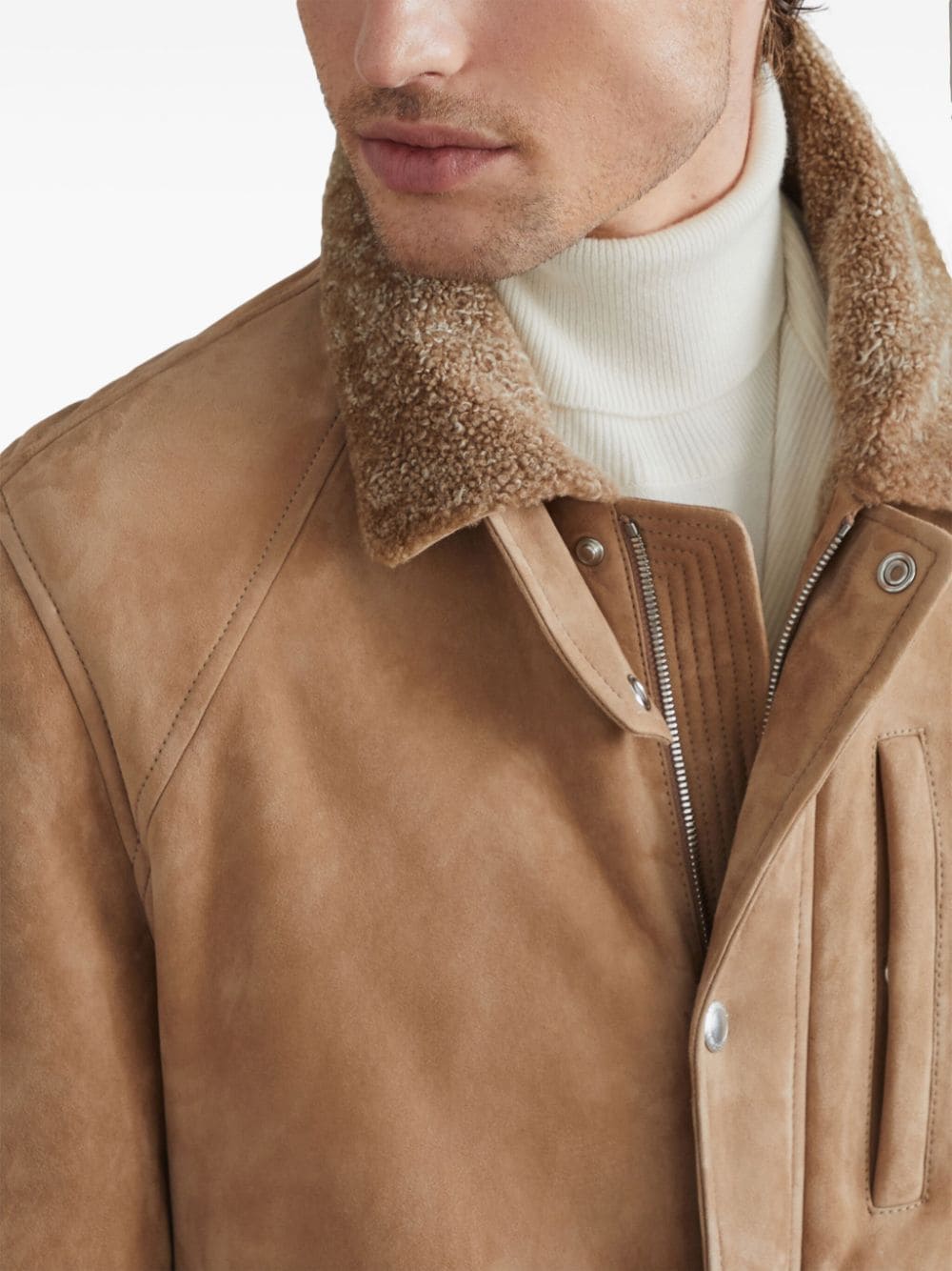 Suede shearling field jacket