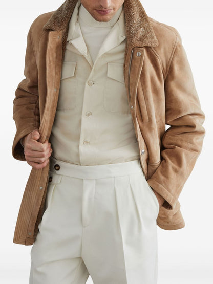 Suede shearling field jacket