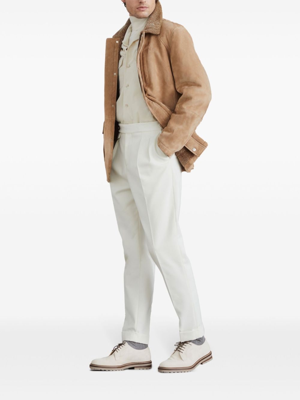 Suede shearling field jacket