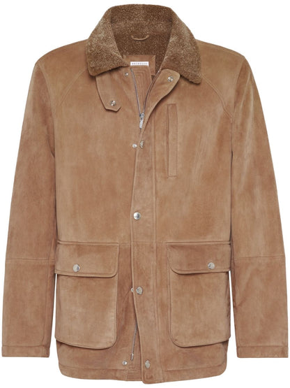 Suede shearling field jacket