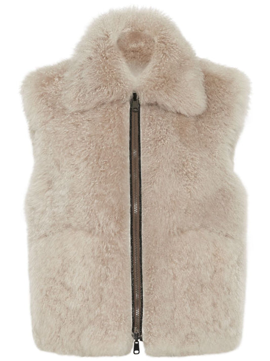 Shearling and cashmere reversible waistcoat