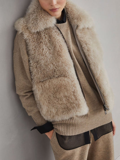 Shearling and cashmere reversible waistcoat