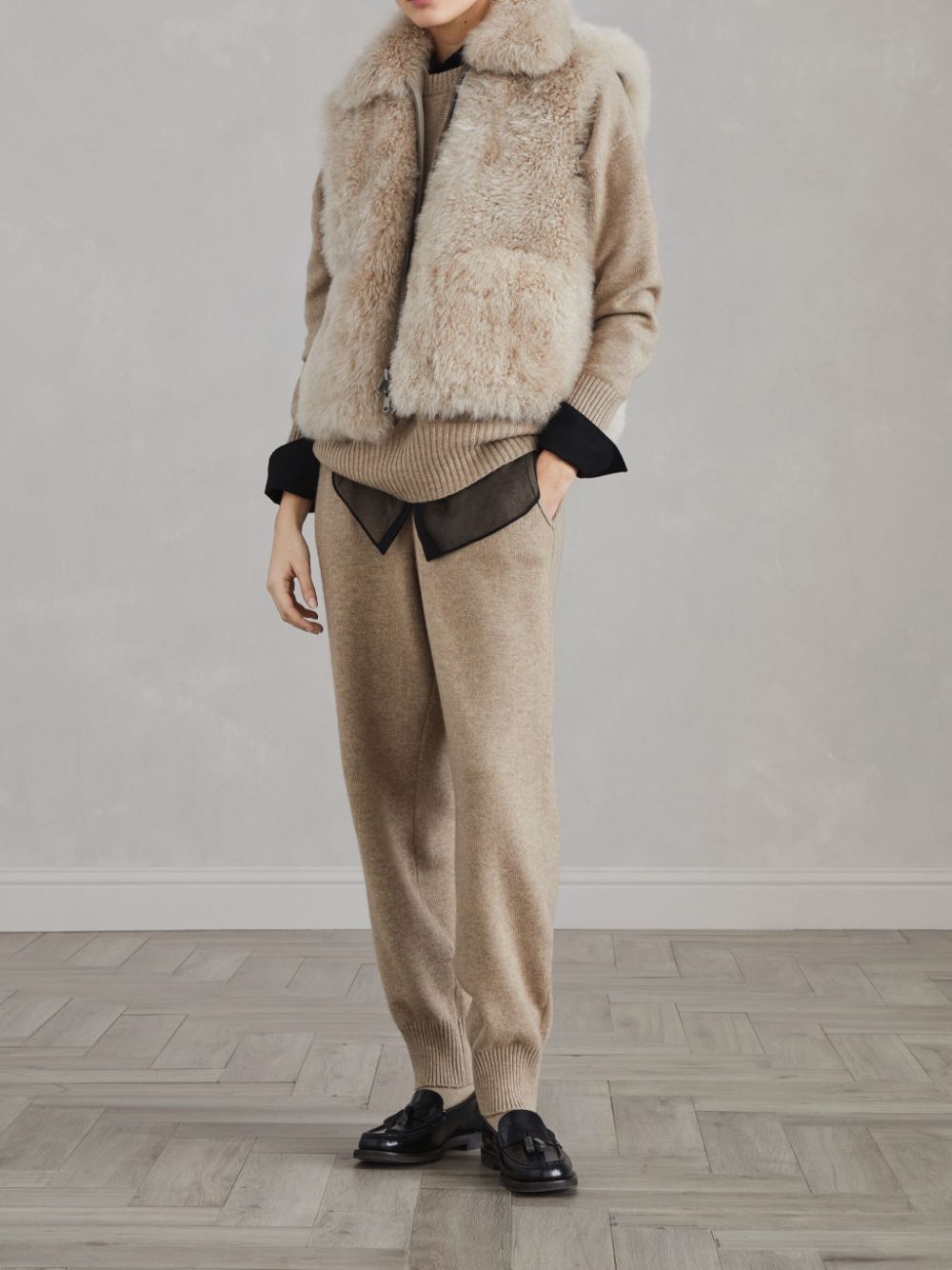 Shearling and cashmere reversible waistcoat