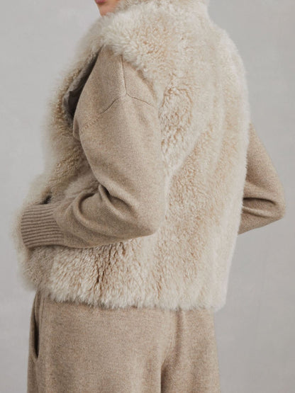 Shearling and cashmere reversible waistcoat