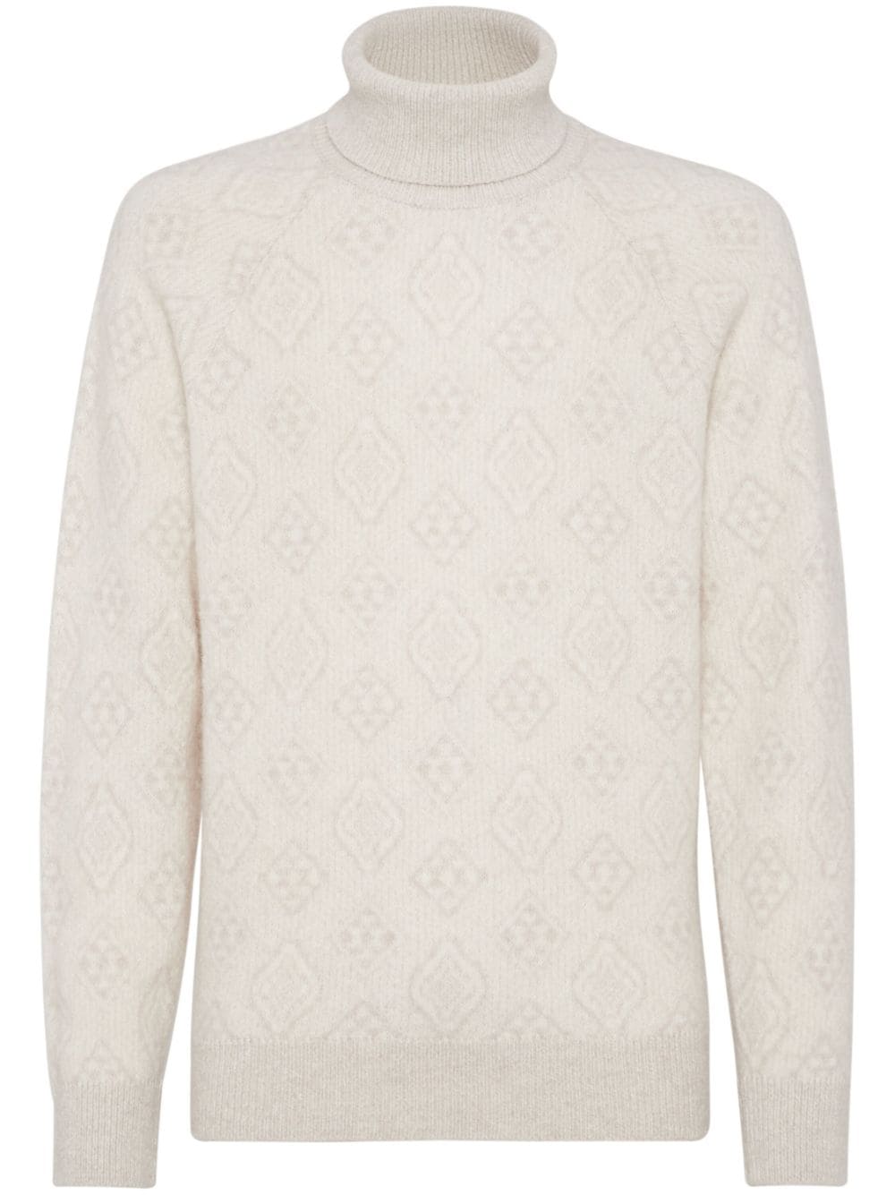 Alpaca geometric jacquard high neck sweater