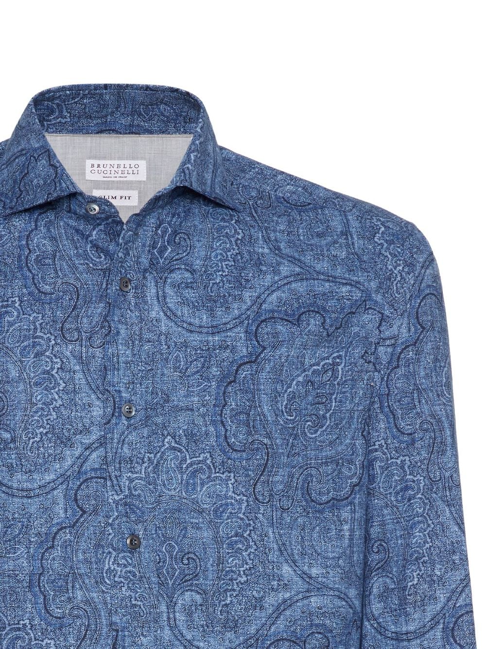 Slim fit cotton shirt with paisley print