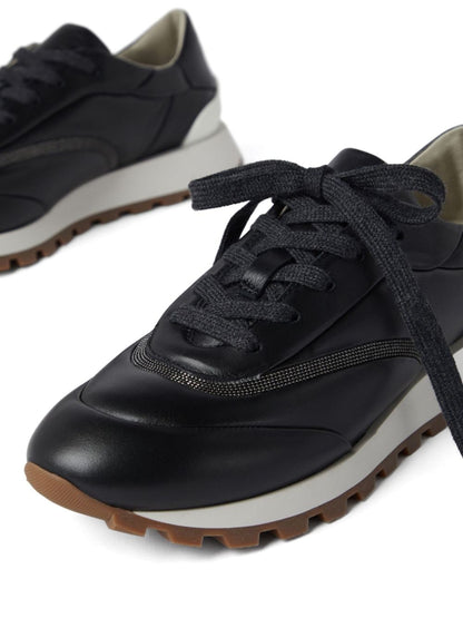 Leather sneakers with precious details