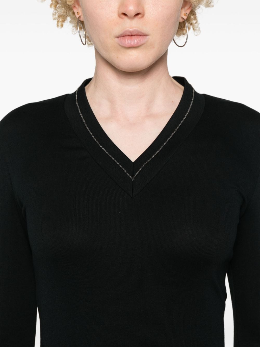 V-necked cotton t-shirt