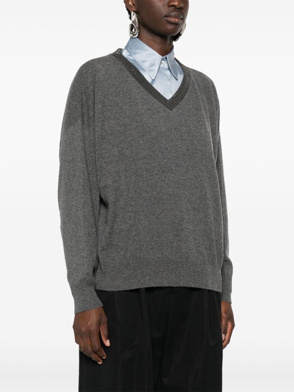 Cashmere v-necked sweater