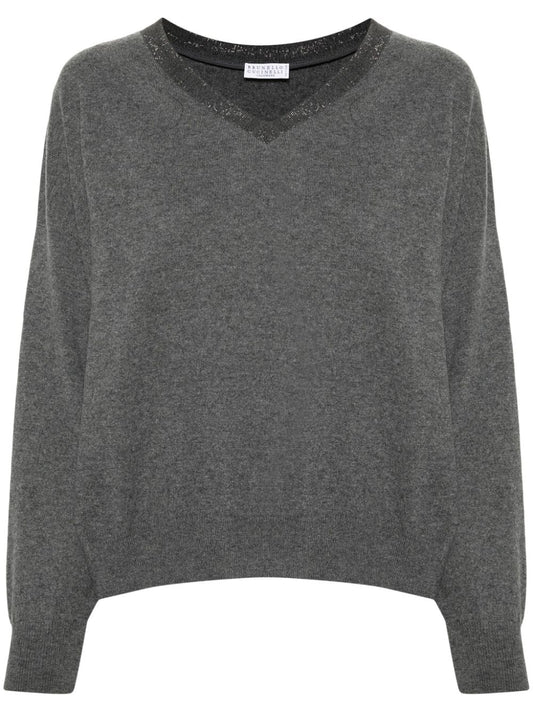 Cashmere v-necked sweater