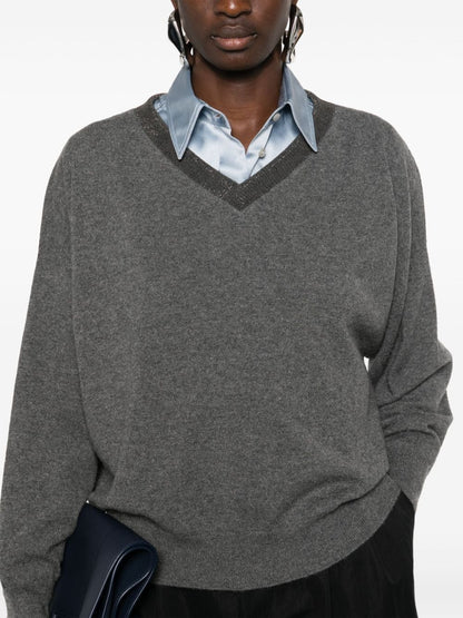 Cashmere v-necked sweater