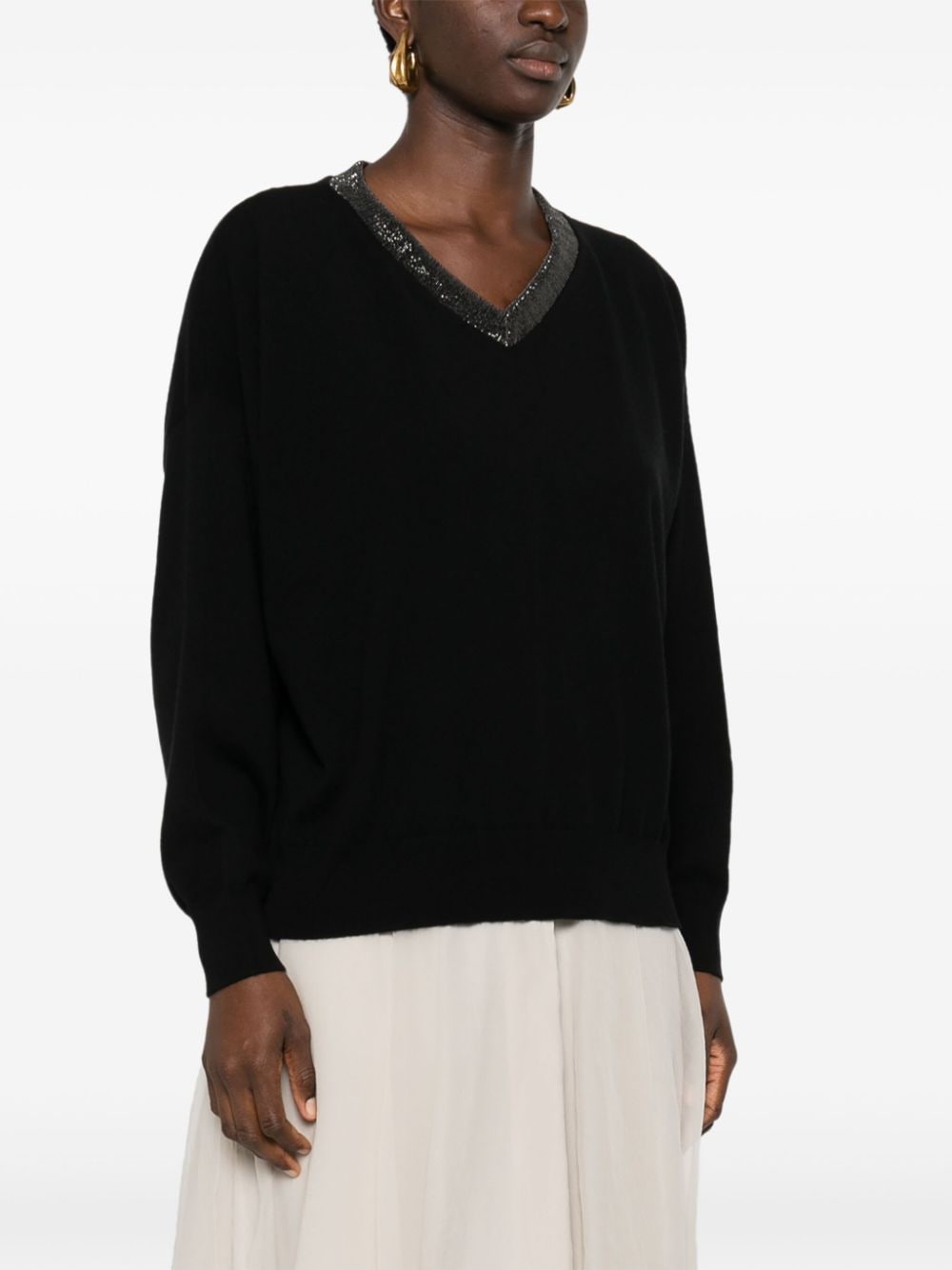 Cashmere v-necked sweater