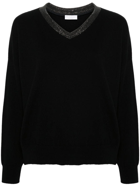 Cashmere v-necked sweater