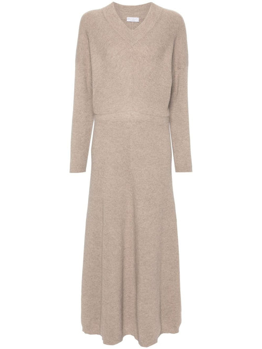 Cashmere v-necked dress