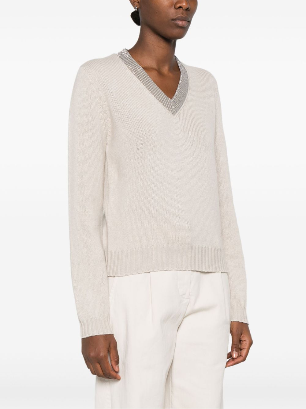 Cashmere v-necked sweater