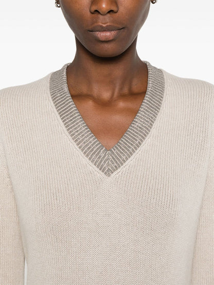 Cashmere v-necked sweater