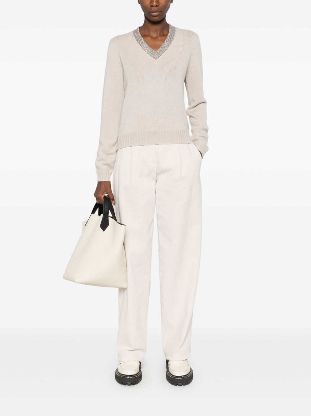 Cashmere v-necked sweater