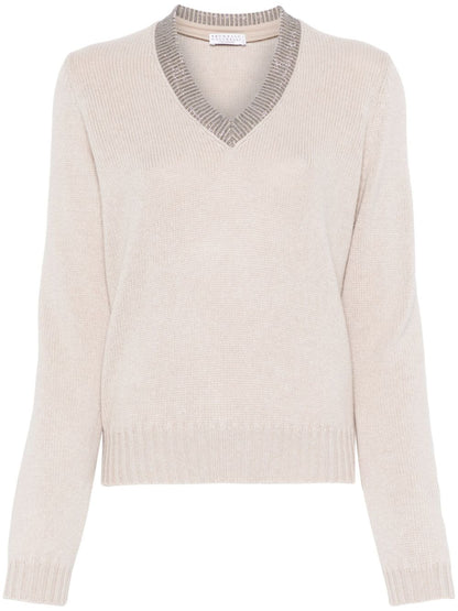 Cashmere v-necked sweater