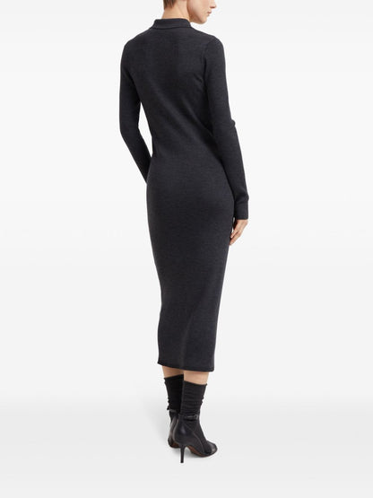 Ribbed wool and cashmere midi dress