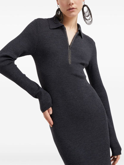 Ribbed wool and cashmere midi dress