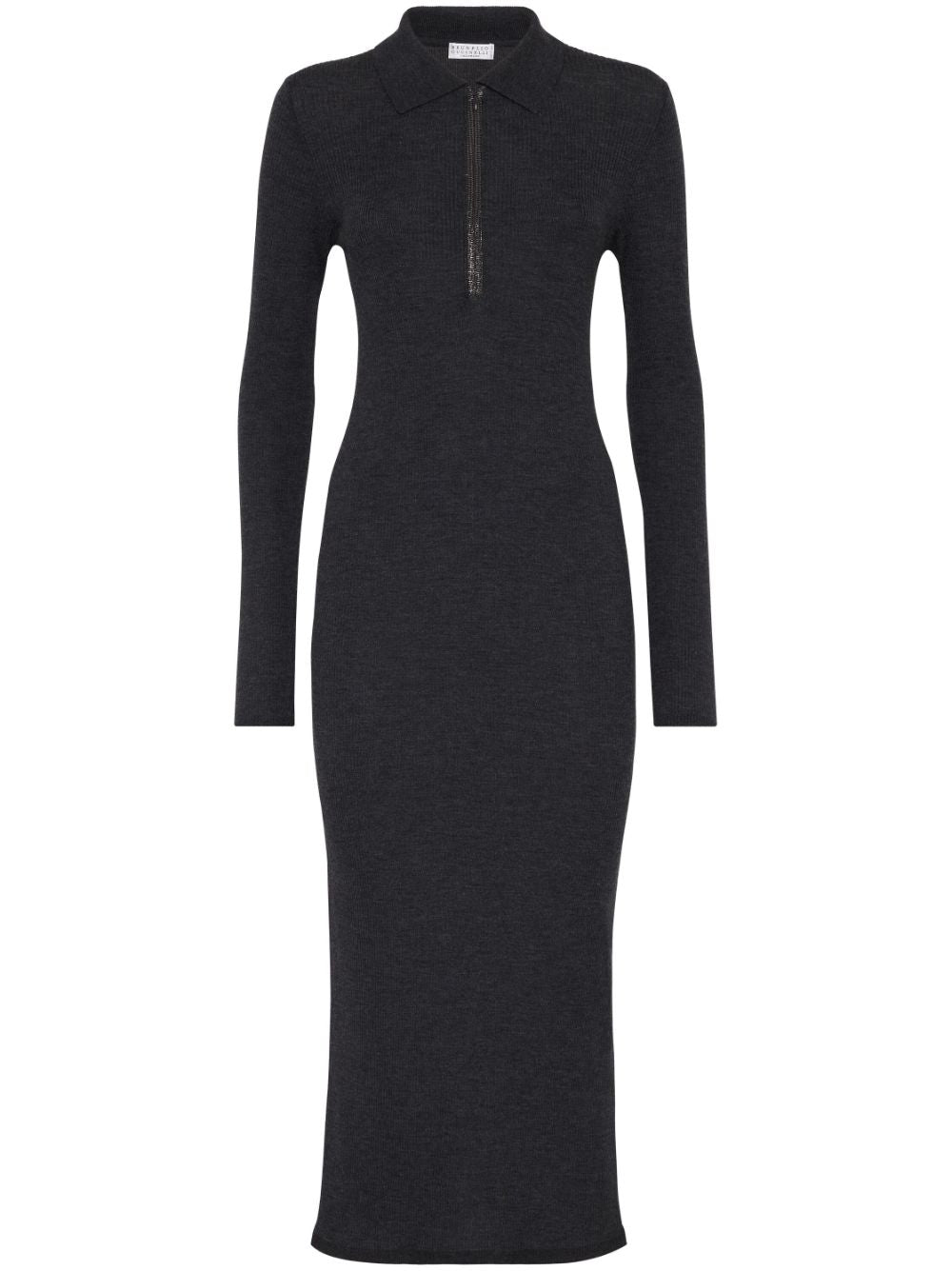 Ribbed wool and cashmere midi dress