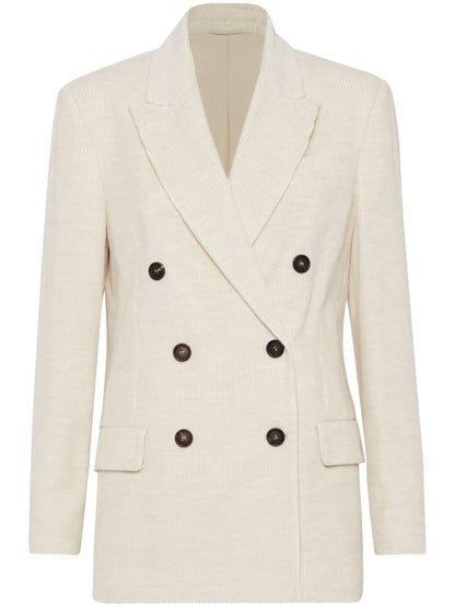 Cotton blend double-breasted jacket