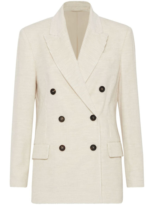 Cotton blend double-breasted jacket