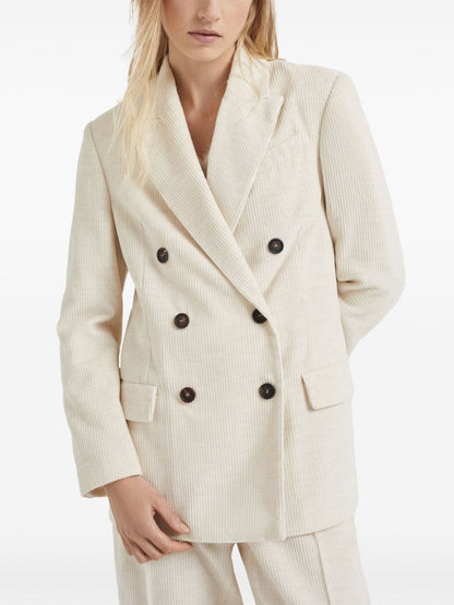 Cotton blend double-breasted jacket