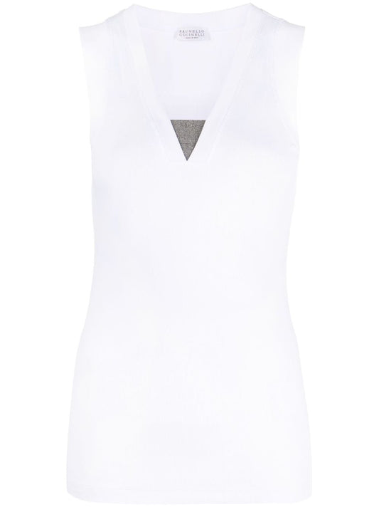 Ribbed cotton sleeveless top