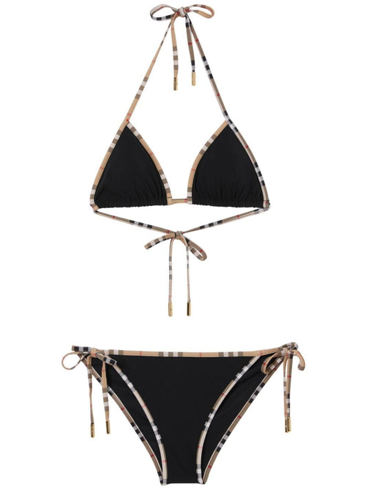 Check detail triangle bikini set