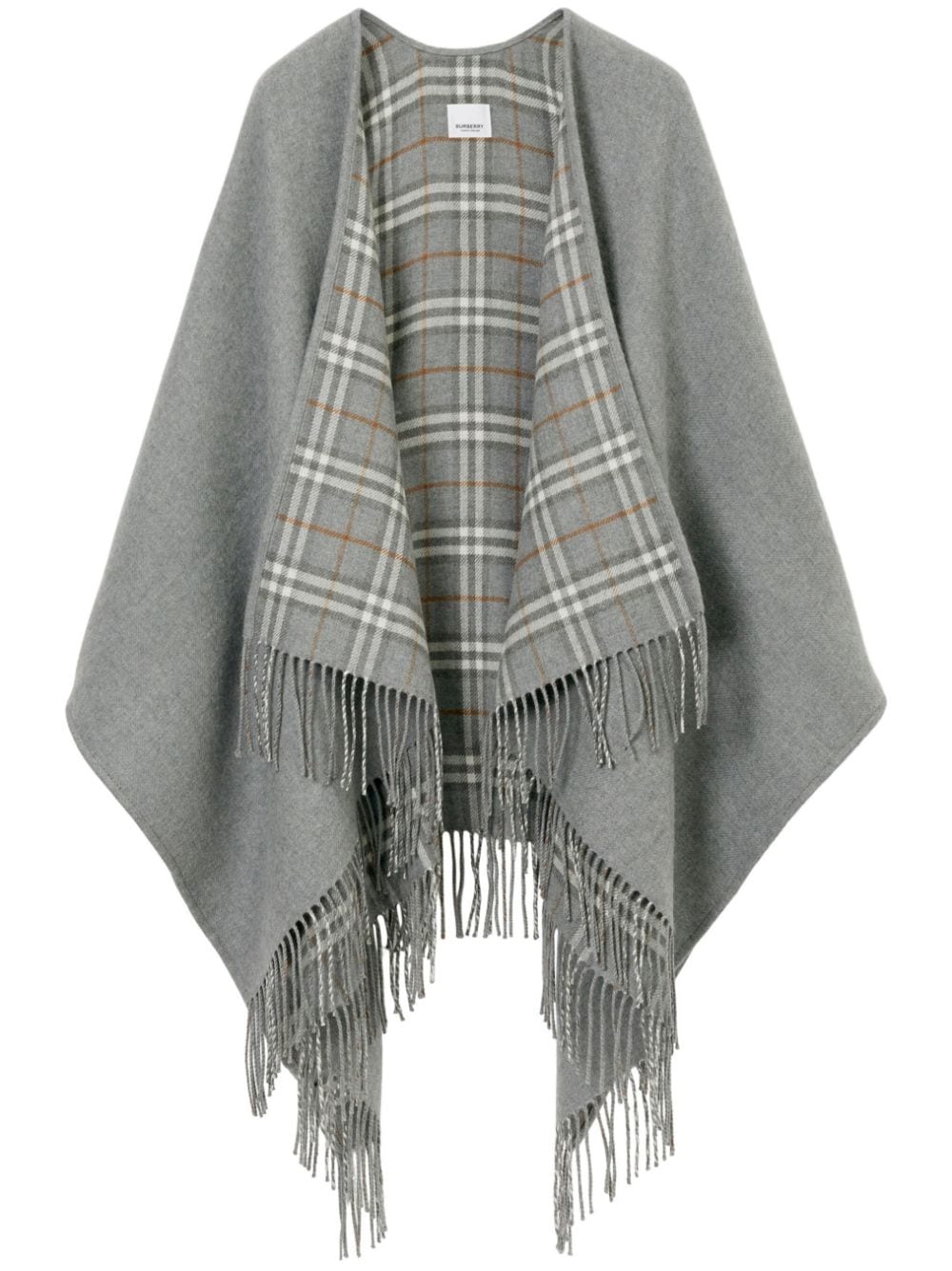 Check reversible wool cape