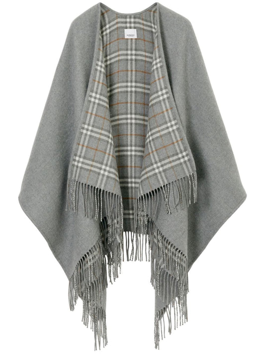 Check reversible wool cape