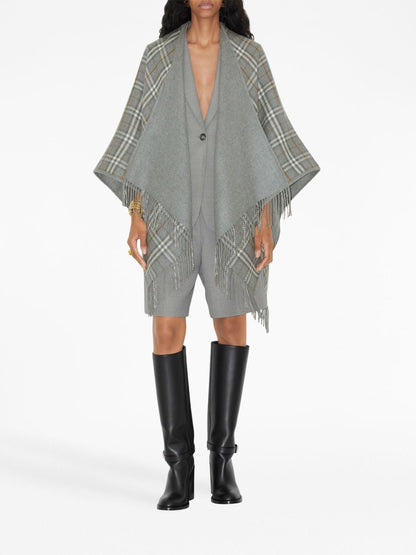 Check reversible wool cape