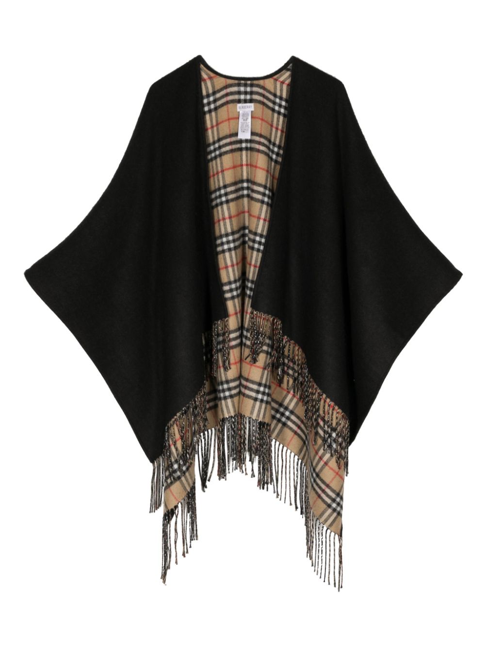 Check reversible wool cape