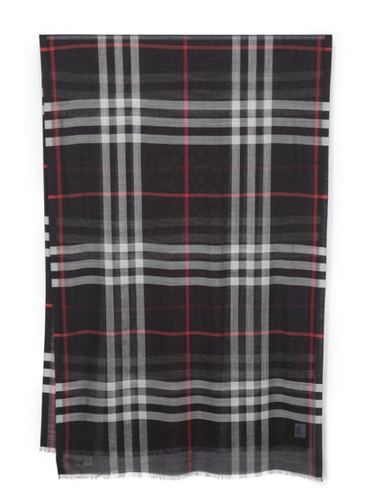 Giant check wool and silk blend scarf