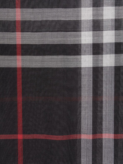 Giant check wool and silk blend scarf