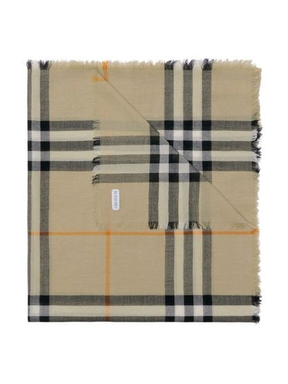 Giant check wool scarf