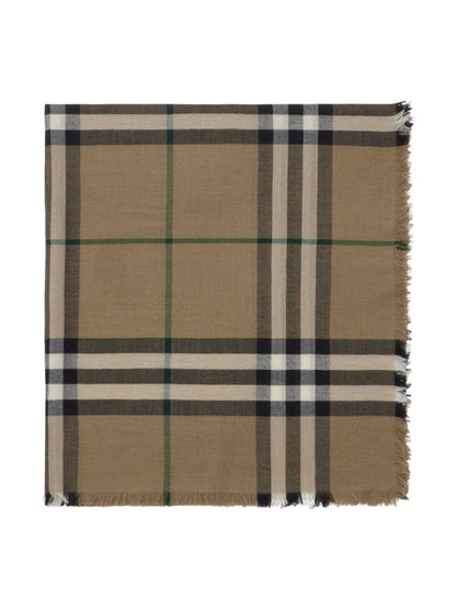 Giant check wool scarf