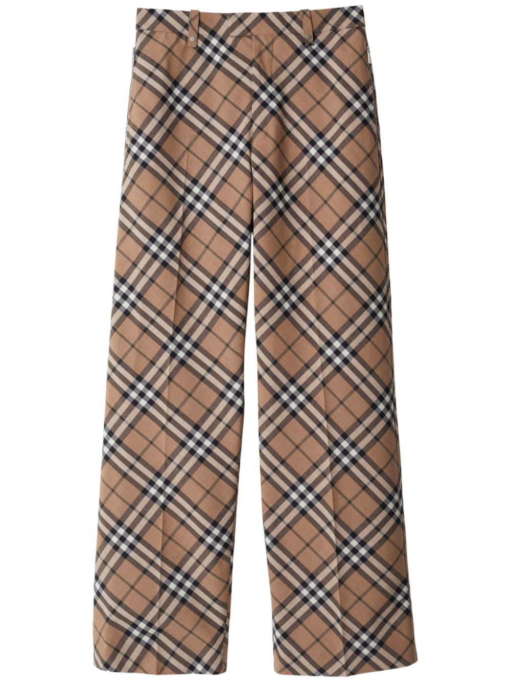 Check wool blend trousers