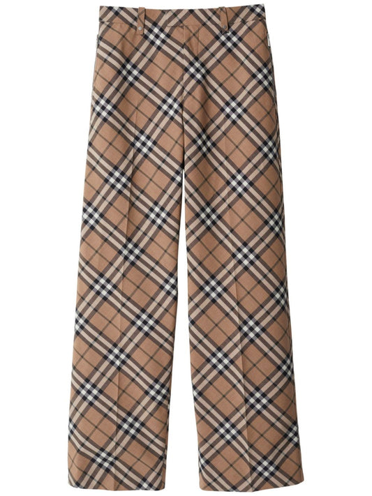 Check wool blend trousers