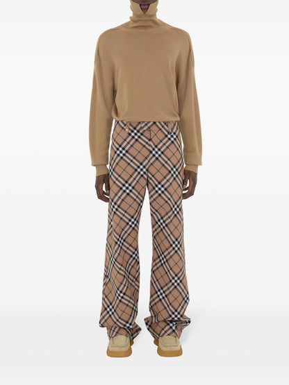 Check wool blend trousers