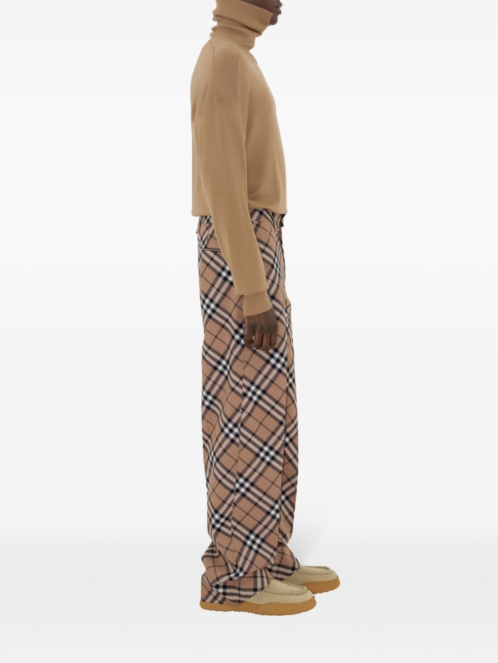 Check wool blend trousers