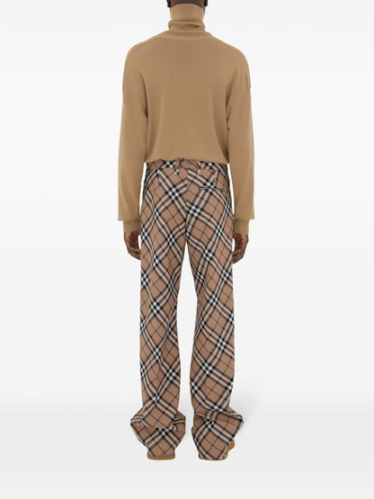 Check wool blend trousers