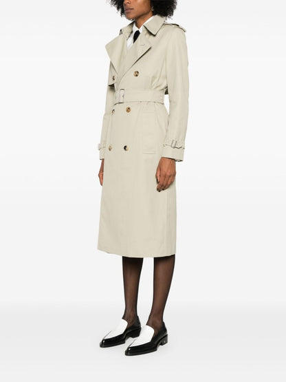 Cotton blend long trench coat