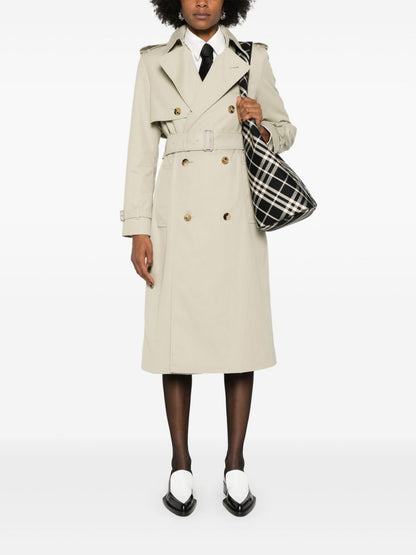 Cotton blend long trench coat