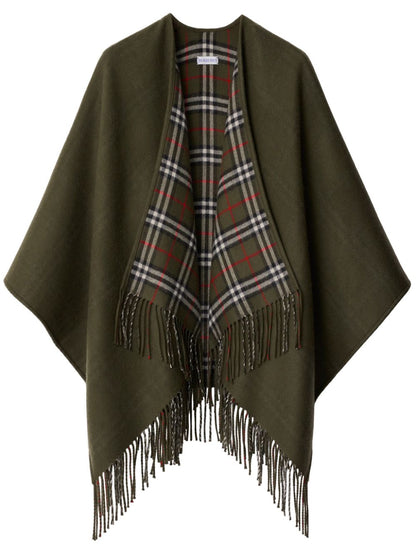 Check reversible wool cape